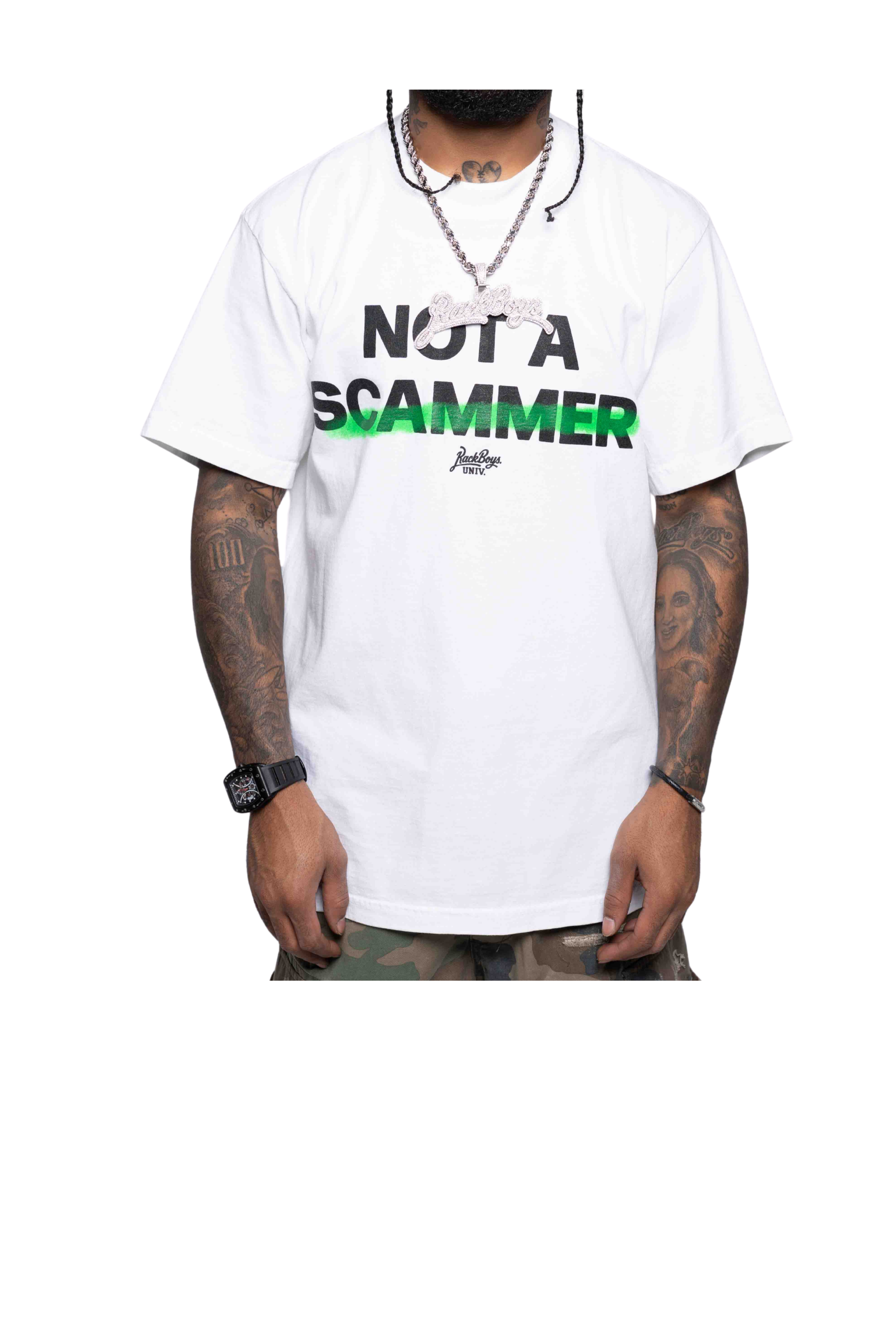 NOT A SCAMMER TEE -WHITE